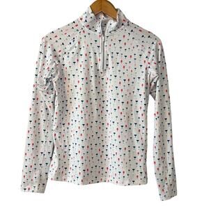 Lady Hagen 1/4 Zip Long Sleeve White Martini Cocktail Glass Golf Pullover XS